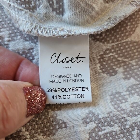 Closet. London Damask Taupe & Cream A-line Skirt - Picture 8 of 10